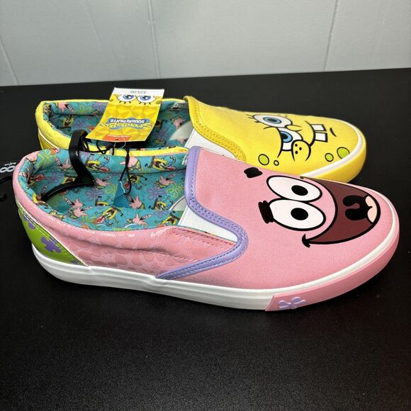 SpongeBob Squarepants & Patrick Slip On Canvas Sneaker Shoes Size 8.5 New - Picture 2 of 9